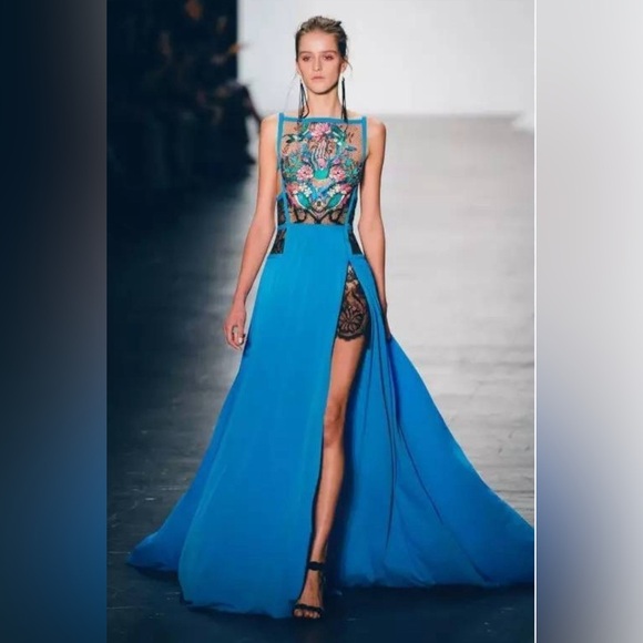 Tadashi Shoji ILIANA GOWN in blue size XS - Picture 1 of 16